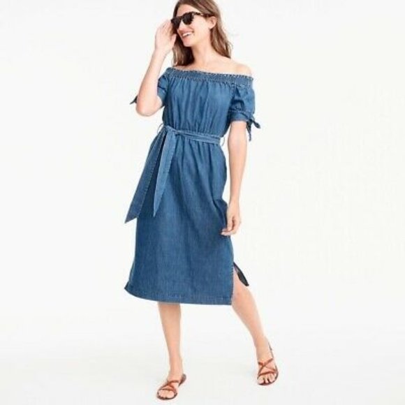 J. Crew Dresses & Skirts - Off-the-shoulder chambray dress